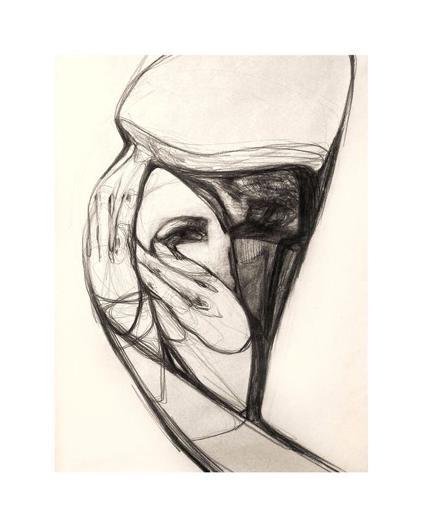 "127. Оберіг, 2022 / Totem, 2022 папір, вугілля / paper, charcoal 60 x 42 см."
